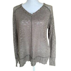 Ripcurl Lightweight Sweater Size Small Long Sleeve Semi Sheer Grays with Brown